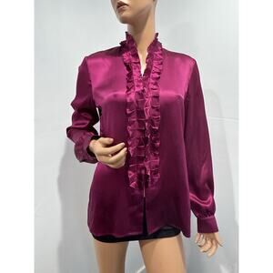 anne klein silk blouse 10 cherry purple